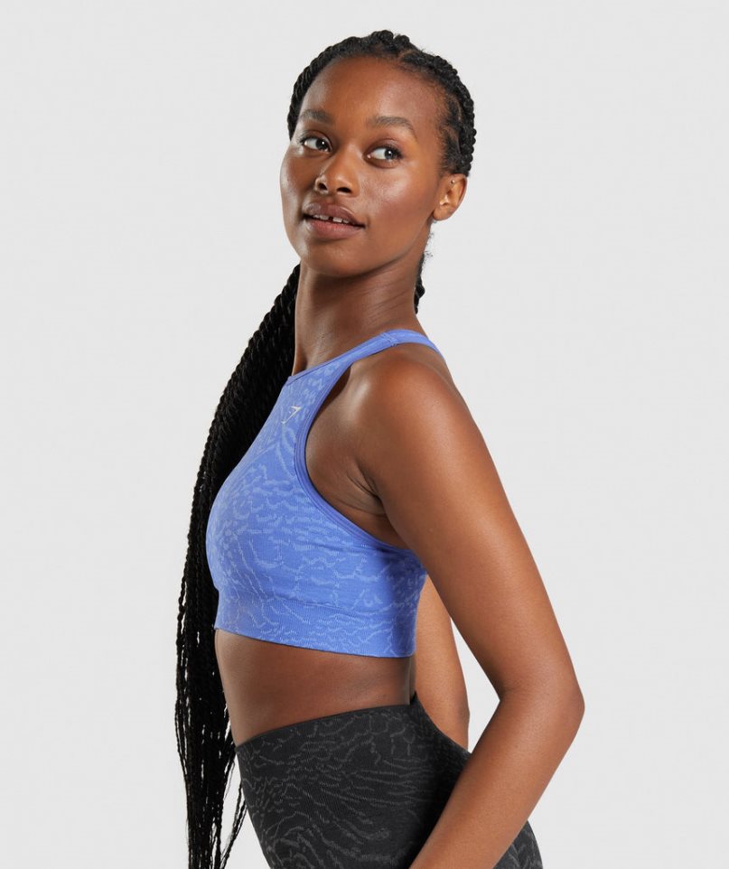 Women's Gymshark Adapt Animal Seamless Sports Bra Blue | NZ 9PCSZV